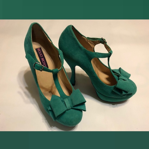 Mojo Moxy Shoes - Teal Platform Heels